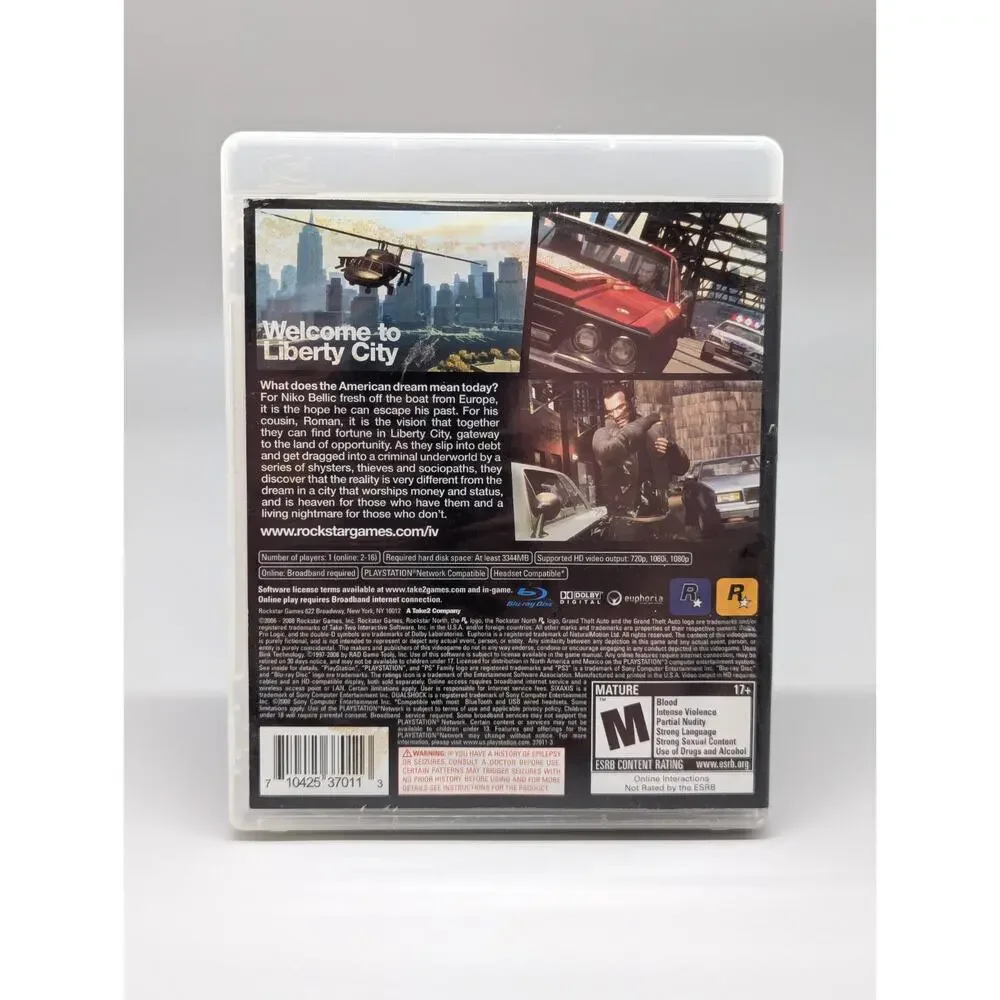 Grand Theft Auto IV PlayStation 3, 2008 PS3 Video Game + Manual No Map Tested